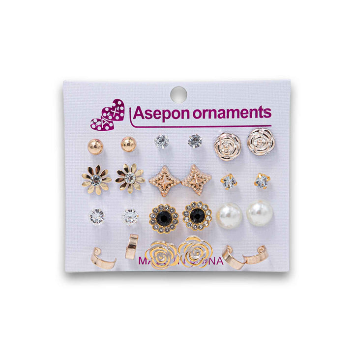 Naturally Flawless, Fashion Earring Ornaments 12 Pair Assorted - Cosmetic Connection