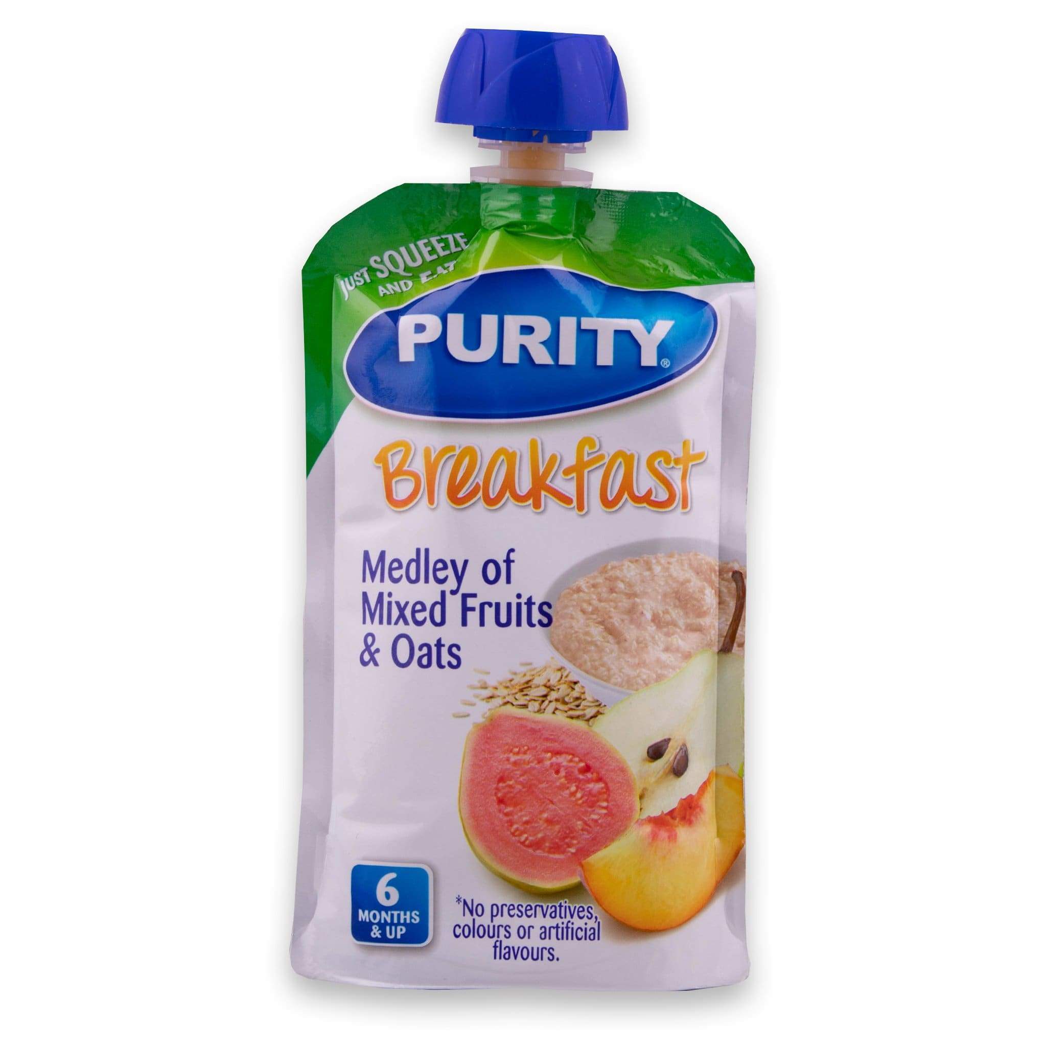 Food Pouches Breakfast 110ml Mixed Fruits Oats Purity