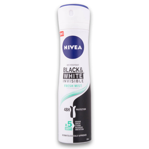 Nivea, Black & White Invisible Fresh Mist Anti-perspirant 48h Protection Deodorant Spray 150ml - Cosmetic Connection