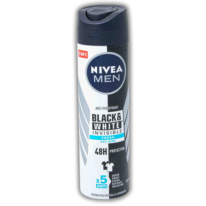 Nivea, Men Black & White Deodorant Spray 150ml - Cosmetic Connection