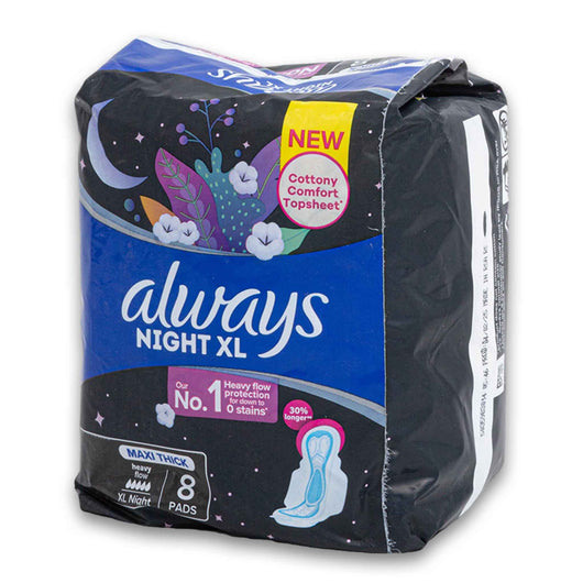 Always, Night XL Maxi Thick Sanitary Pads Heavy Flow 8 Pack - Cosmetic Connection