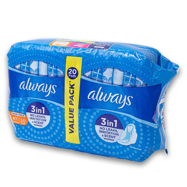 Always, Maxi Thick Sanitary Pads Wings Normal Flow 20 Pack - Cosmetic Connection