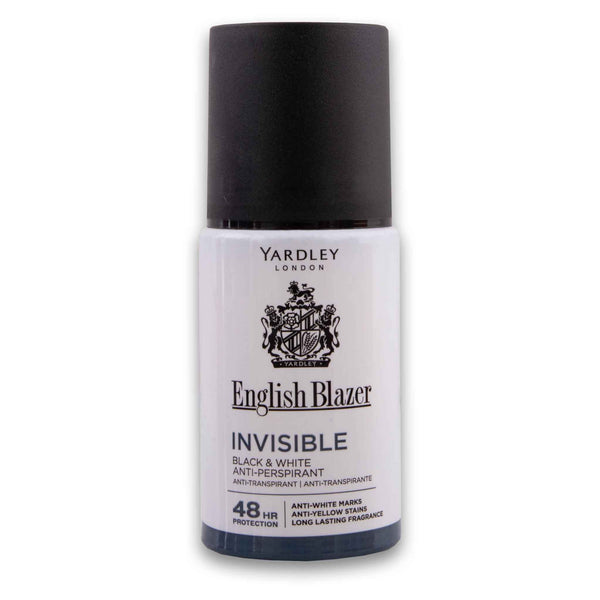 Yardley - London, English Blazer Anti-perspirant Invisible Black & White Roll On 50ml - Cosmetic Connection