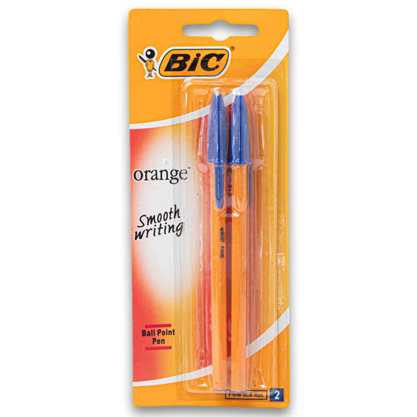 BIC, Orange Ball Pen Fine 0.8mm Blue 2 Pack - Cosmetic Connection