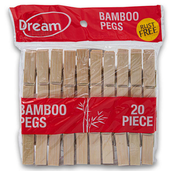 Dream Textiles, Bamboo Pegs Rust Free 20 Pack - Cosmetic Connection