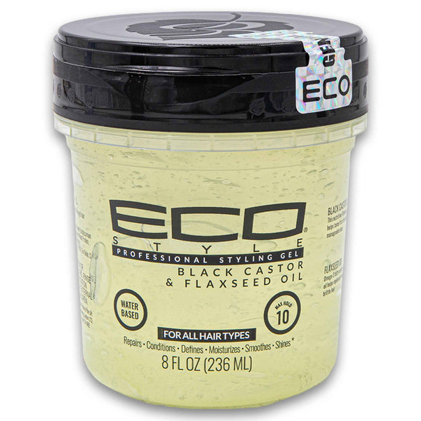 Eco Style, Professional Styling Gel Black Castor & Flaxseed Oil 236ml - Cosmetic Connection