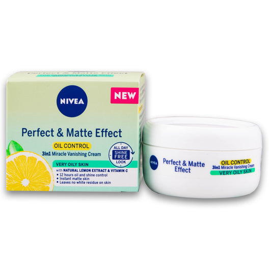 Nivea, Perfect & Matte Effect Oil Control 3 in 1 Miracle Vanishing Cream 50ml - Very Oily Skin - Cosmetic Connection