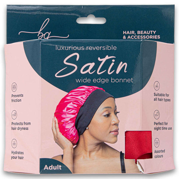 Luxurious Reversible Wide Edge Satin Bonnet Bright Red