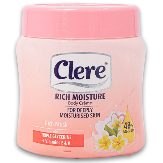 Clere, Rich Moisture Body Creme Triple Glycerine + Vitamins E & A 300ml - Cosmetic Connection