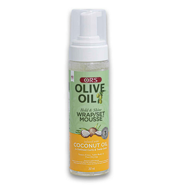 Organic Root Stimulator, Olive Oil Hold & Shine Wrap/Set Mousse Infused with Coconut Oil 207ml - Cosmetic Connection