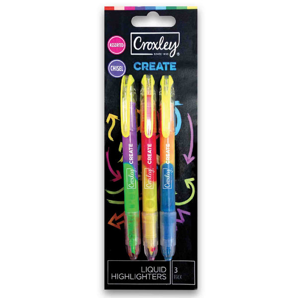 Croxley, Liquid Highlighters 3 Pack - Cosmetic Connection