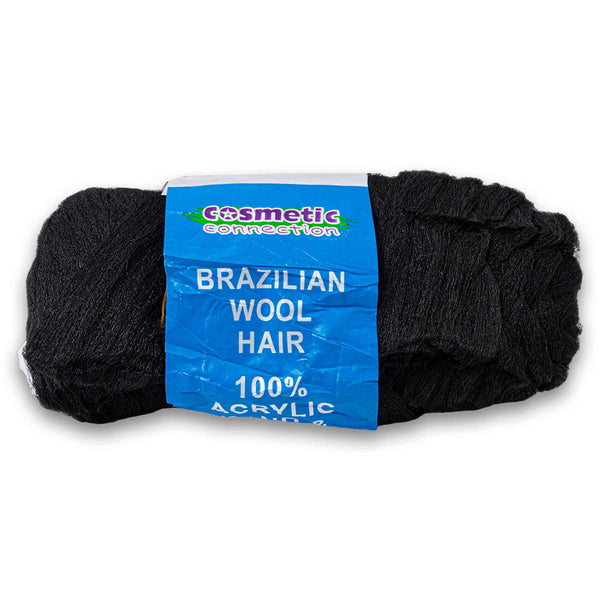 Cosmetic Connection, Brazilian Wool Hair 100% Acrylic Black 80g - Cosmetic Connection