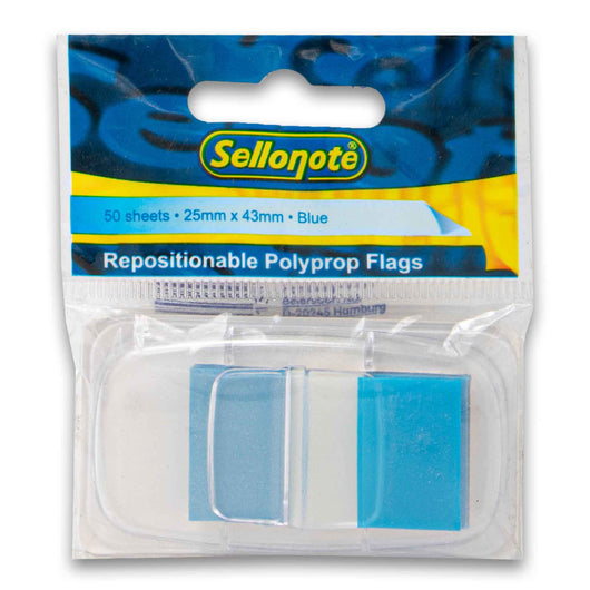 Repositionable Polyprop Flags (Blue) 50 Sheets | 25mm x 43mm Index Tab ...