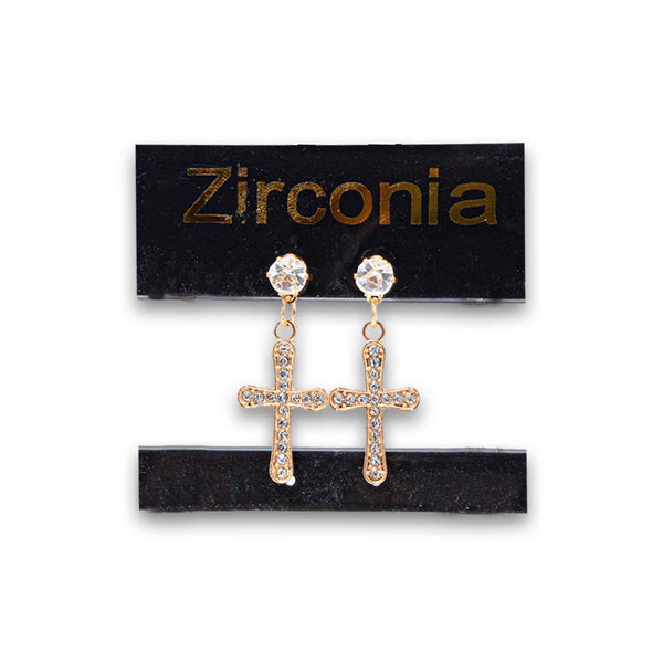 Naturally Flawless, Fashion Cross Zirconia Stone Earrings - Cosmetic Connection