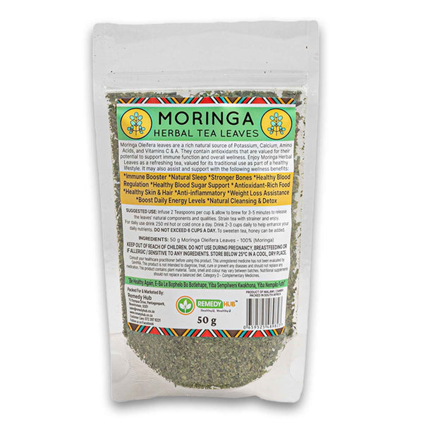 Remedy Hub, Moringa Herbal Tea Leaves 50g - Cosmetic Connection