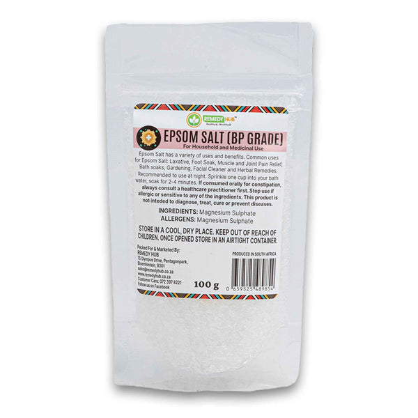 Remedy Hub, Epsom Salt (BP Grade) 100g - Cosmetic Connection
