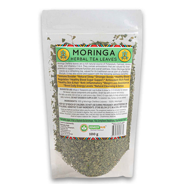 Remedy Hub, Moringa Herbal Tea Leaves 100g - Cosmetic Connection
