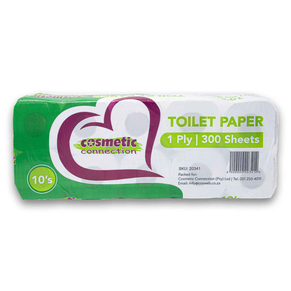 Cosmetic Connection, Toilet Paper 1 Ply 300 Sheets 10 Pack - Cosmetic Connection