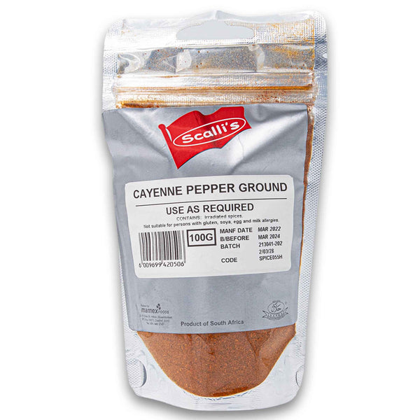 Scalli's, Cayenne Pepper Ground 100g - Cosmetic Connection