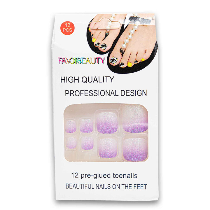 Favor Beauty, Artificial High Quality Toe Nail Tips 12 Piece - Assorted Colour - Cosmetic Connection