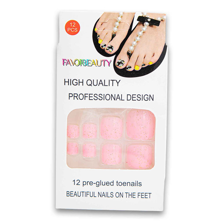 Favor Beauty, Artificial High Quality Toe Nail Tips 12 Piece - Assorted Colour - Cosmetic Connection