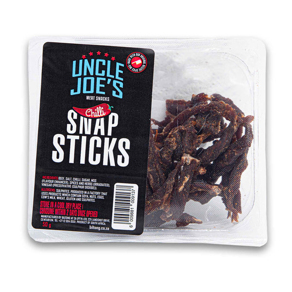 Uncle Joe, Snap Sticks Chilli 50g - Cosmetic Connection