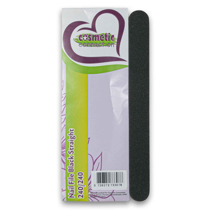 Cosmetic Connection, Nail File Straight Black 240/240 - Cosmetic Connection
