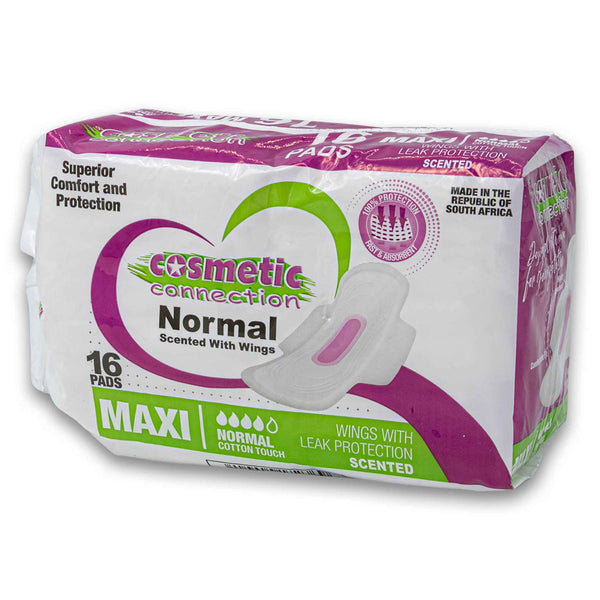 Cosmetic Connection, Maxi Pads Normal Flow with Wings 16 Pack - Cosmetic Connection