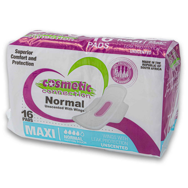Cosmetic Connection, Maxi Pads Normal Flow with Wings 16 Pack - Cosmetic Connection