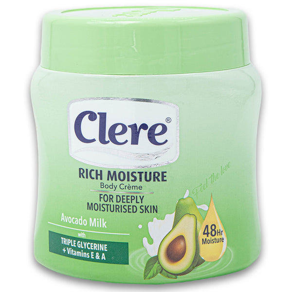 Clere, Rich Moisture Body Creme Triple Glycerine + Vitamins E & A 300ml - Cosmetic Connection