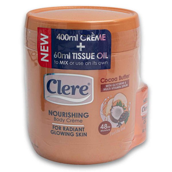 Clere, Nourishing Body Cream 400ml + Tissue Oil 60ml - Cosmetic Connection