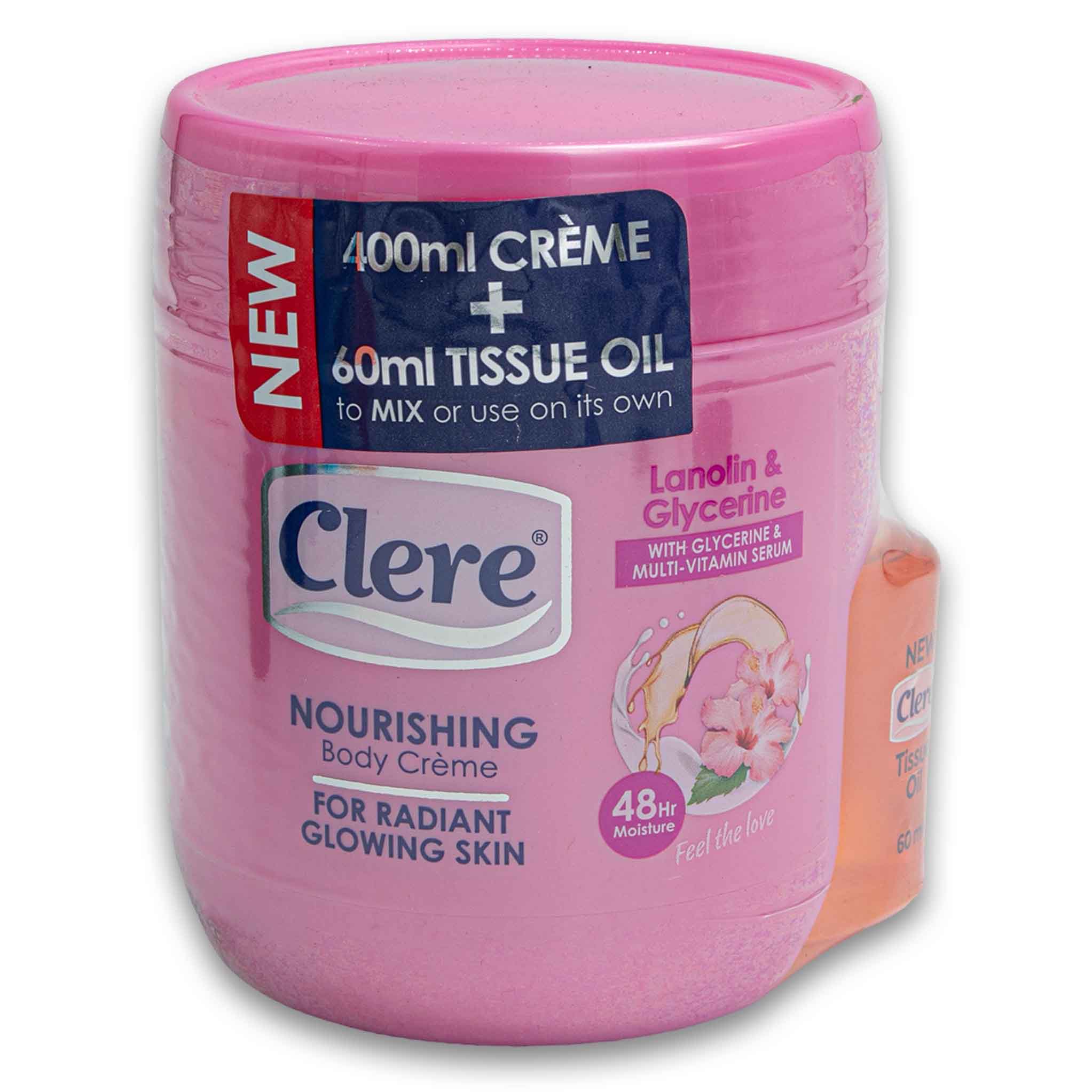CRETURE Gelée lotion EX& Nanomella Cream Nourishing Body Cream 400ml + Tissue Oil 60ml for Radiance