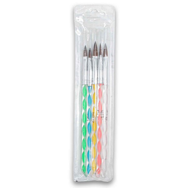 Naturally Flawless, Professional Acrylic Nail Brushes 5 Piece - Assorted Colour - Cosmetic Connection