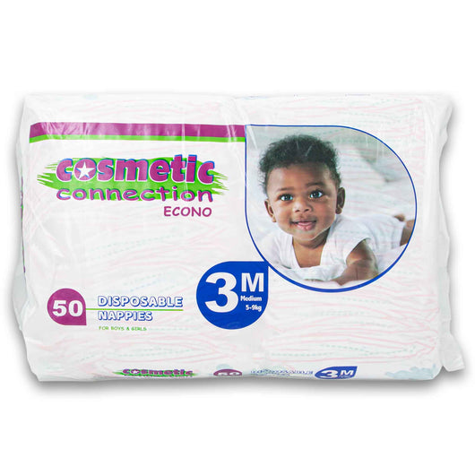 Cosmetic Connection, Disposable Nappies for Boys and Girls Economy 50 Pack - Cosmetic Connection