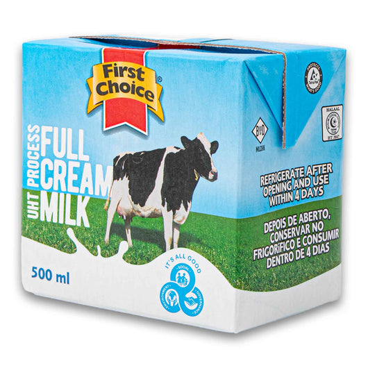 First Choice, Full Cream Milk UHT Process 500ml - Cosmetic Connection