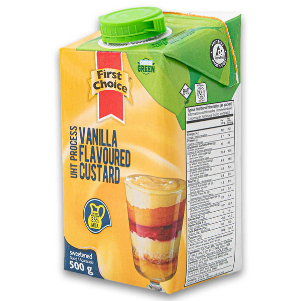 First Choice, Vanilla Flavoured Custard UHT Process 500g - Cosmetic Connection