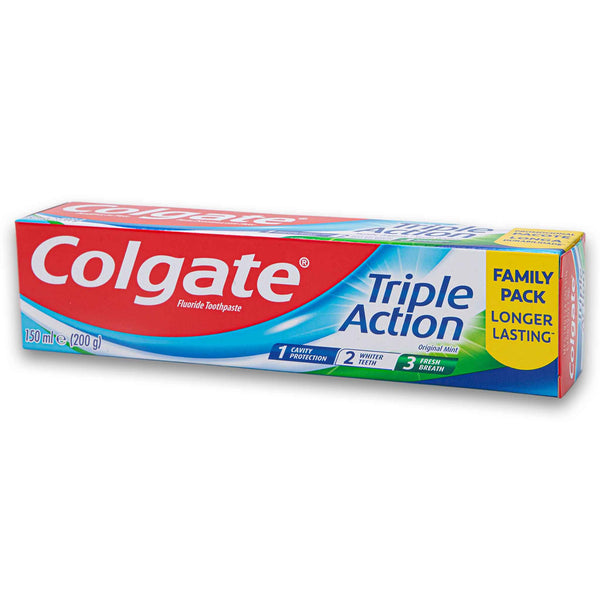 Colgate, Triple Action Original Mint Fluoride Toothpaste 150ml - Cosmetic Connection