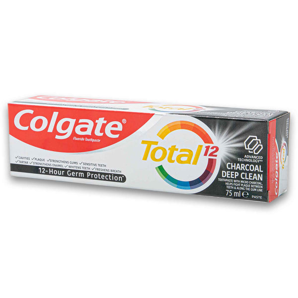 Colgate, Total 12 Charcoal Deep Clean Fluoride Toothpaste 75ml - Cosmetic Connection