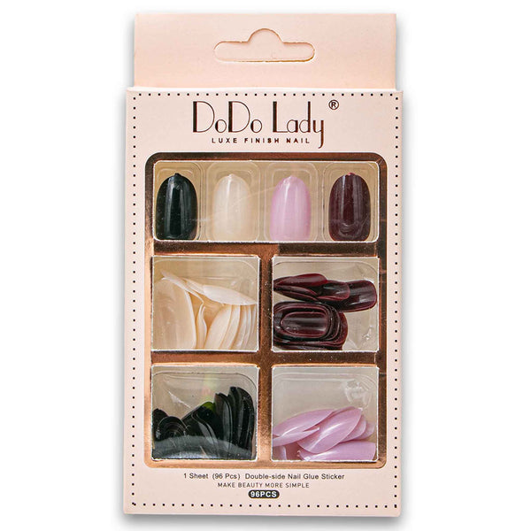 DoDo Lady, Luxe Finish Nail Double-side Nail Glue Sticker 96 Piece - Assorted Colour - Cosmetic Connection