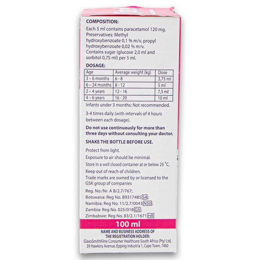 Calpol, Paediatric Suspension Syrup for Children 3 Months + 100ml - Cosmetic Connection