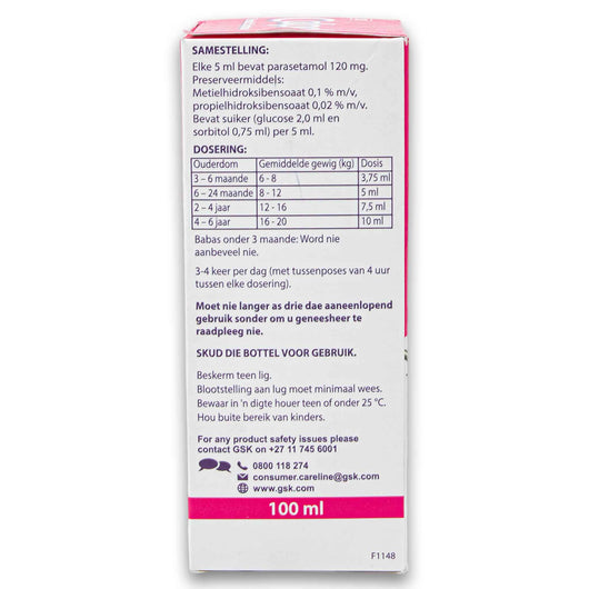 Calpol, Paediatric Suspension Syrup for Children 3 Months + 100ml - Cosmetic Connection