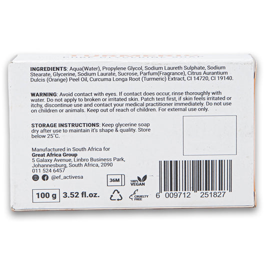 Ef-Active, Turmeric + Vitamin C Pure Glycerine Soap 100g - Cosmetic Connection