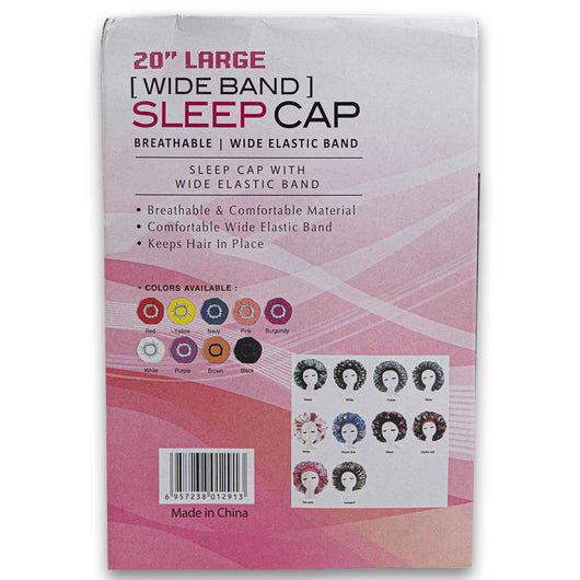Naturally Flawless, Satin Sleep Cap Wide Elastic Band 20" Large - Assorted Colour - Cosmetic Connection