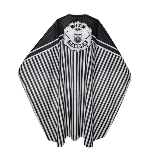Naturally Flawless, The Barber Cape with Metal Hook Neck Adjustment Black & White - Cosmetic Connection