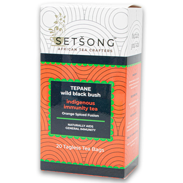 Setsong African Tea Crafters, Tepane Wild Black Bush Indigenous Immunity Tea 20 Bags - Cosmetic Connection