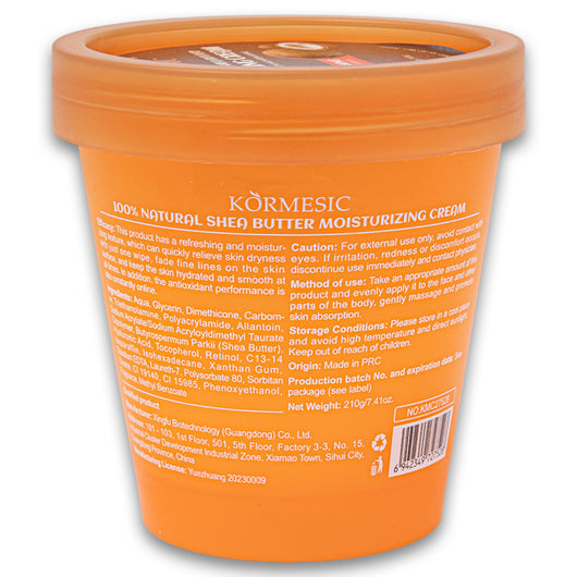 Kormesic, Shea Butter Moisturizing Cream 100% Natural 210g - Cosmetic Connection