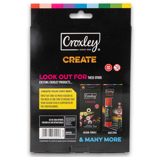 Croxley, Retractable Wax Crayons Twist Vibrant 12 Colours - Cosmetic Connection