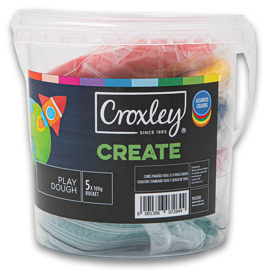 Croxley, Play Dough 5 x 100g Bucket - Assorted Colour - Cosmetic Connection