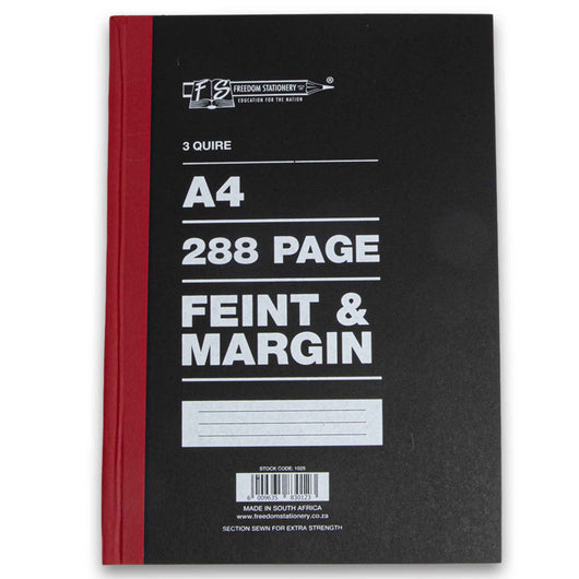 Freedom Stationery, Counter Book A4 Feint & Margin 3 Quire 288 Page - Cosmetic Connection