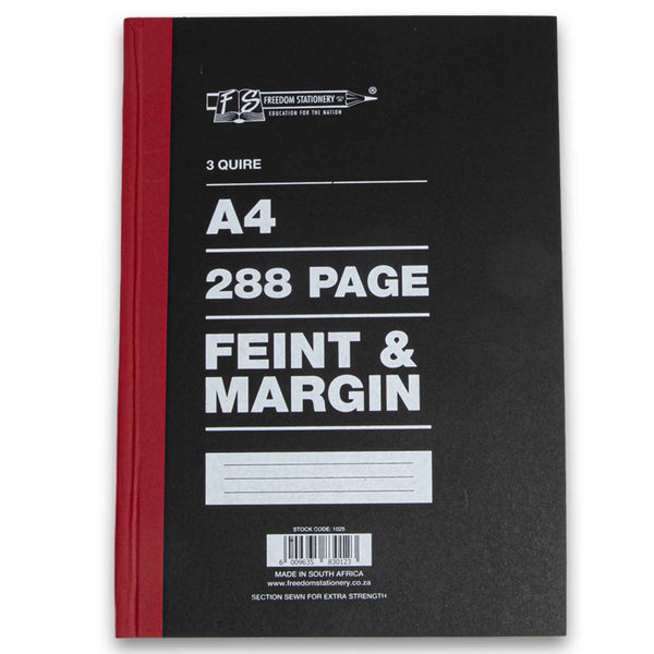Freedom Stationery, Counter Book A4 Feint & Margin 3 Quire 288 Page - Cosmetic Connection